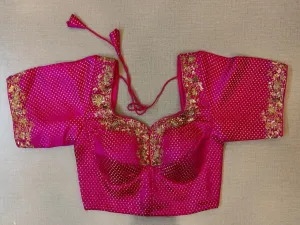 50W348-RO  Pink Blouse With Golden Zari Work