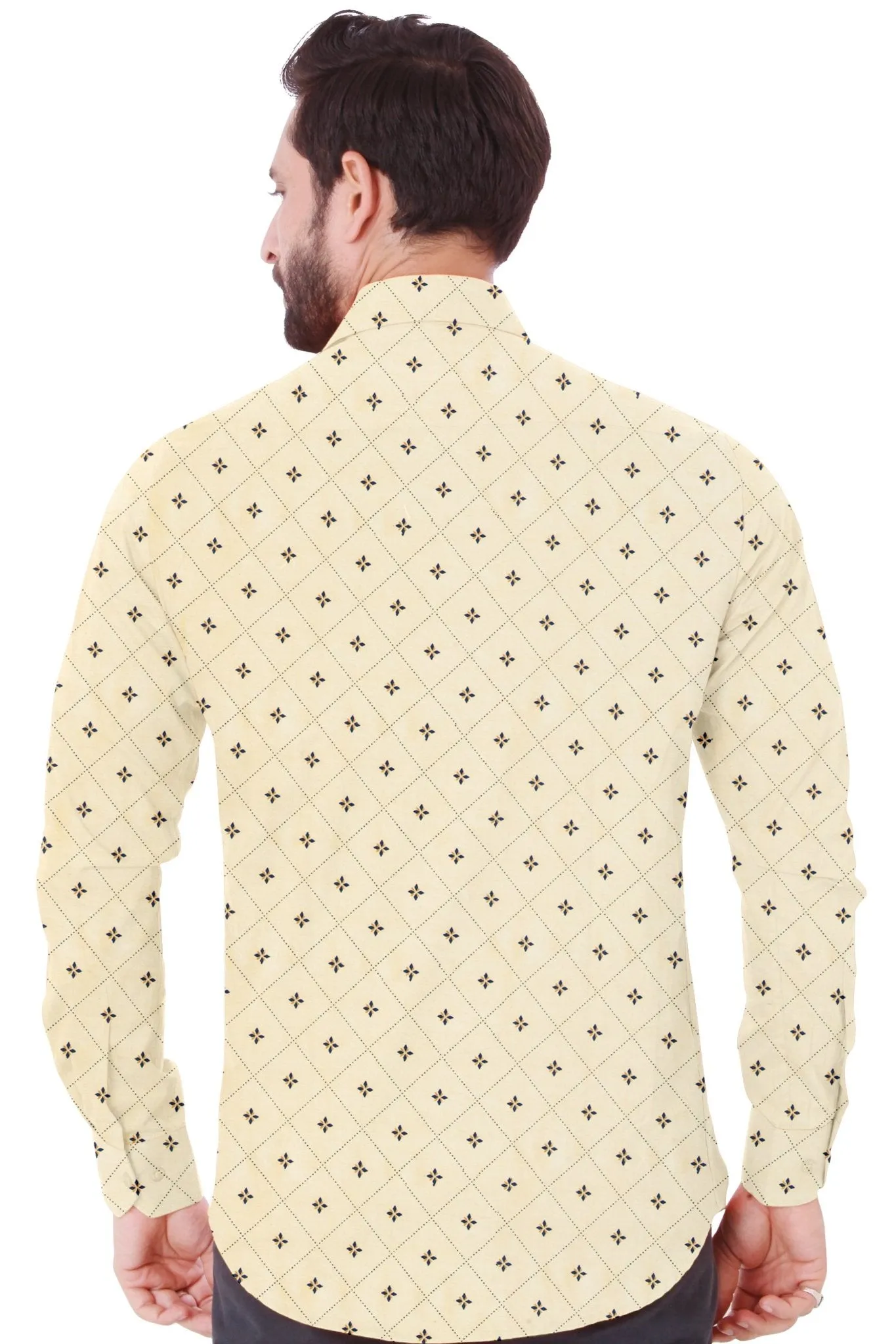 Abstract Yellow Print Cotton Shirt