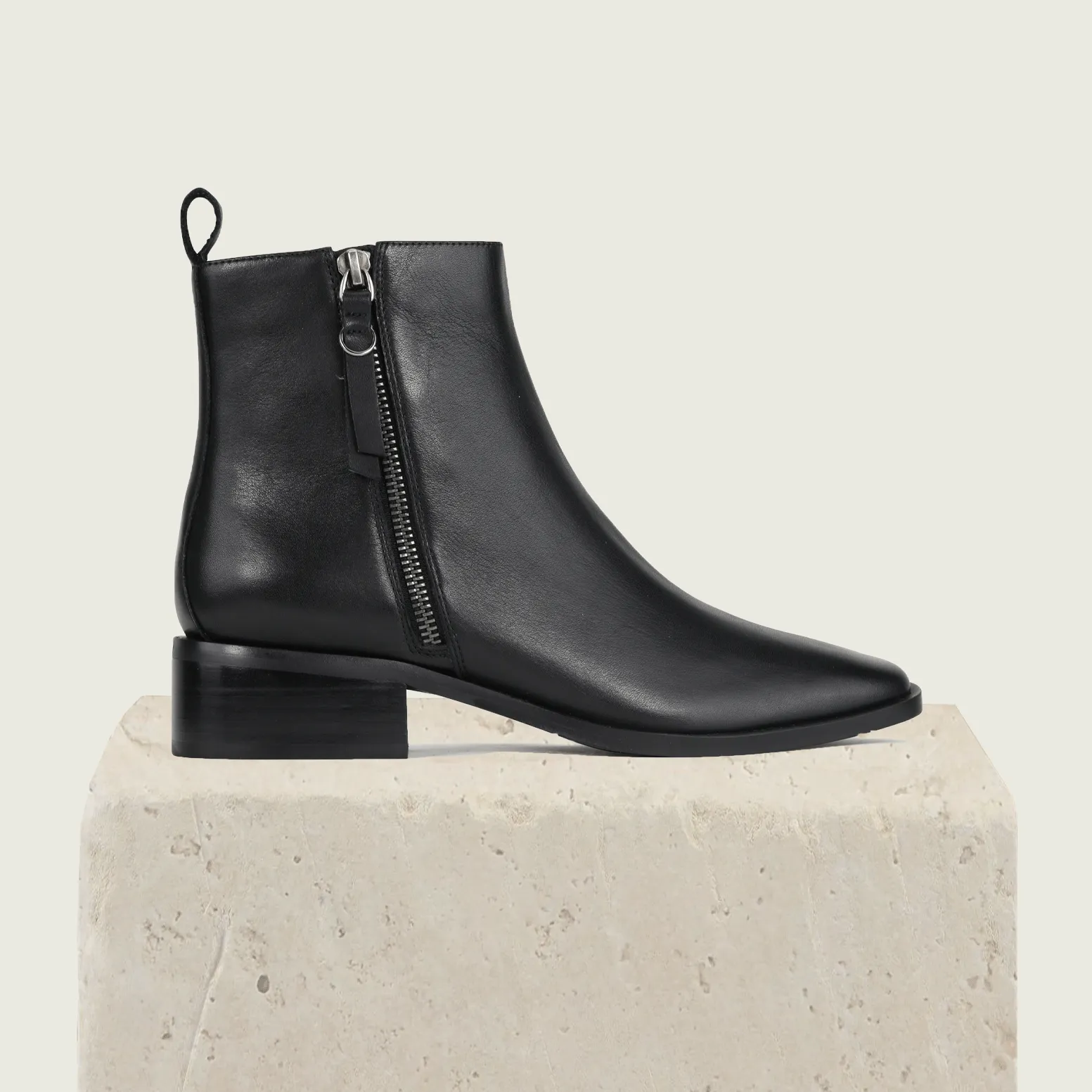 ALEKSI LEATHER SUEDE ZIP ANKLE BOOTS