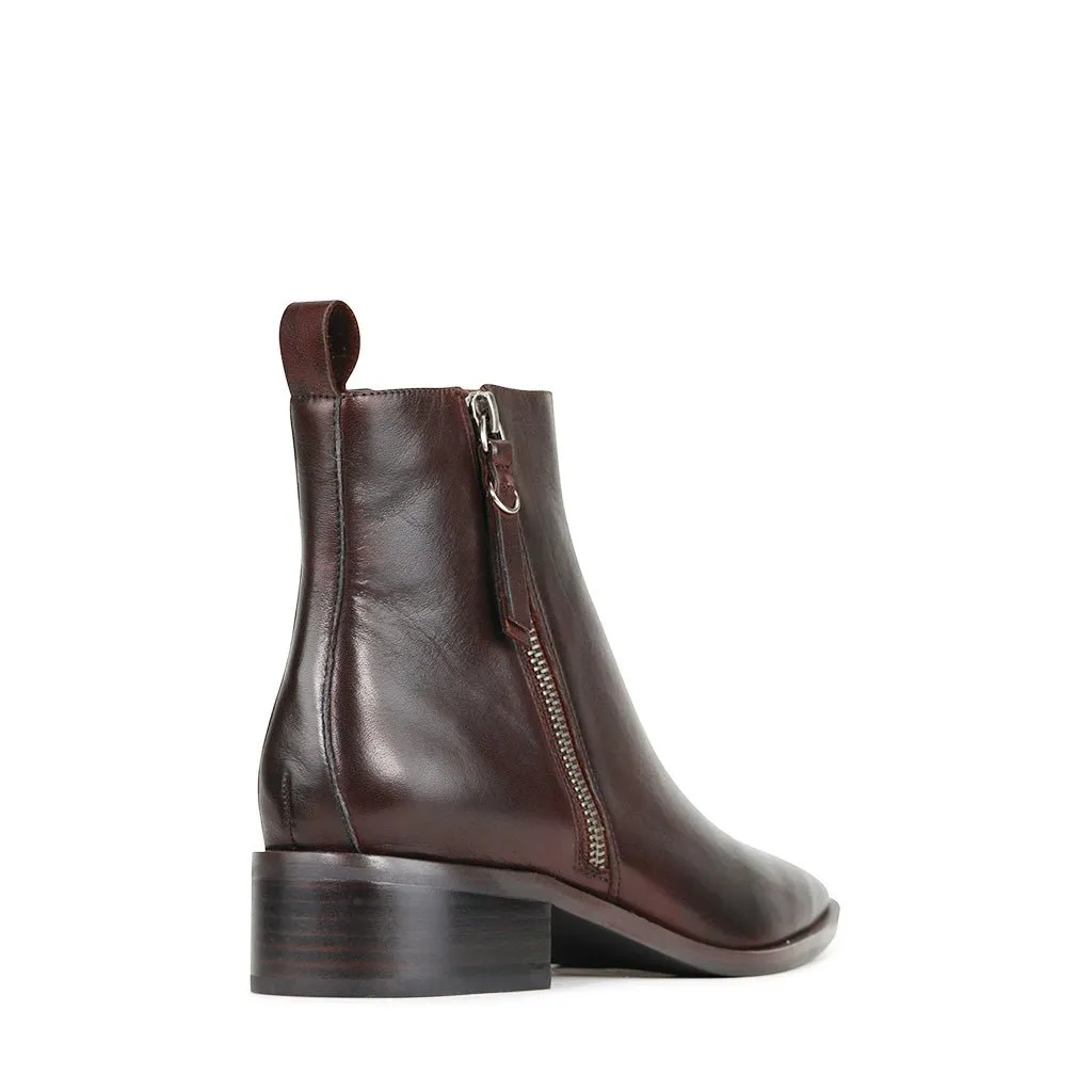 ALEKSI LEATHER SUEDE ZIP ANKLE BOOTS