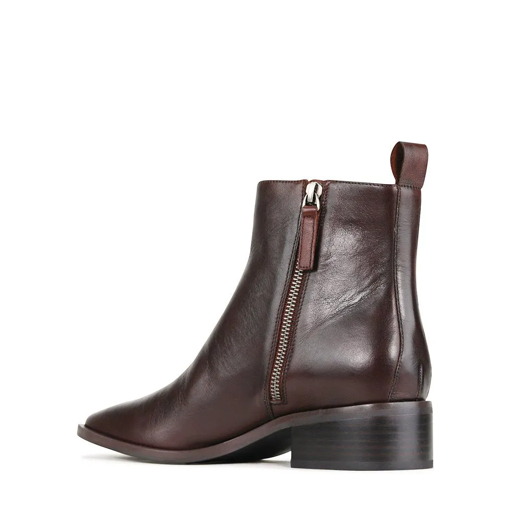 ALEKSI LEATHER SUEDE ZIP ANKLE BOOTS