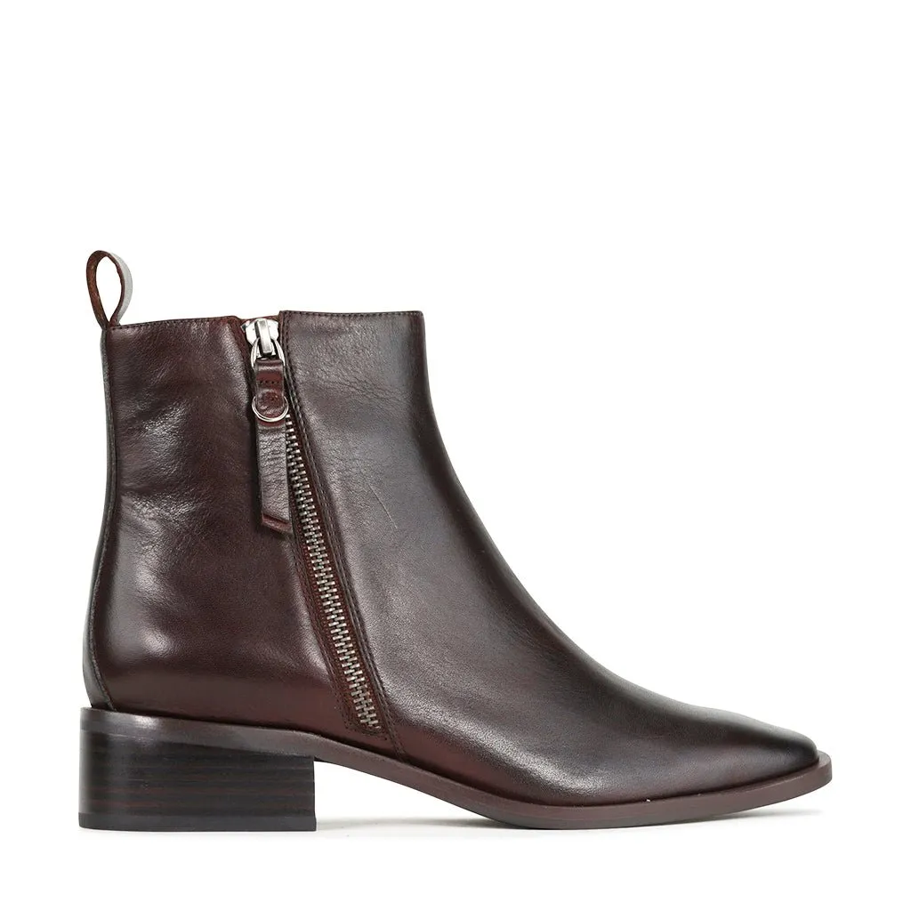 ALEKSI LEATHER SUEDE ZIP ANKLE BOOTS