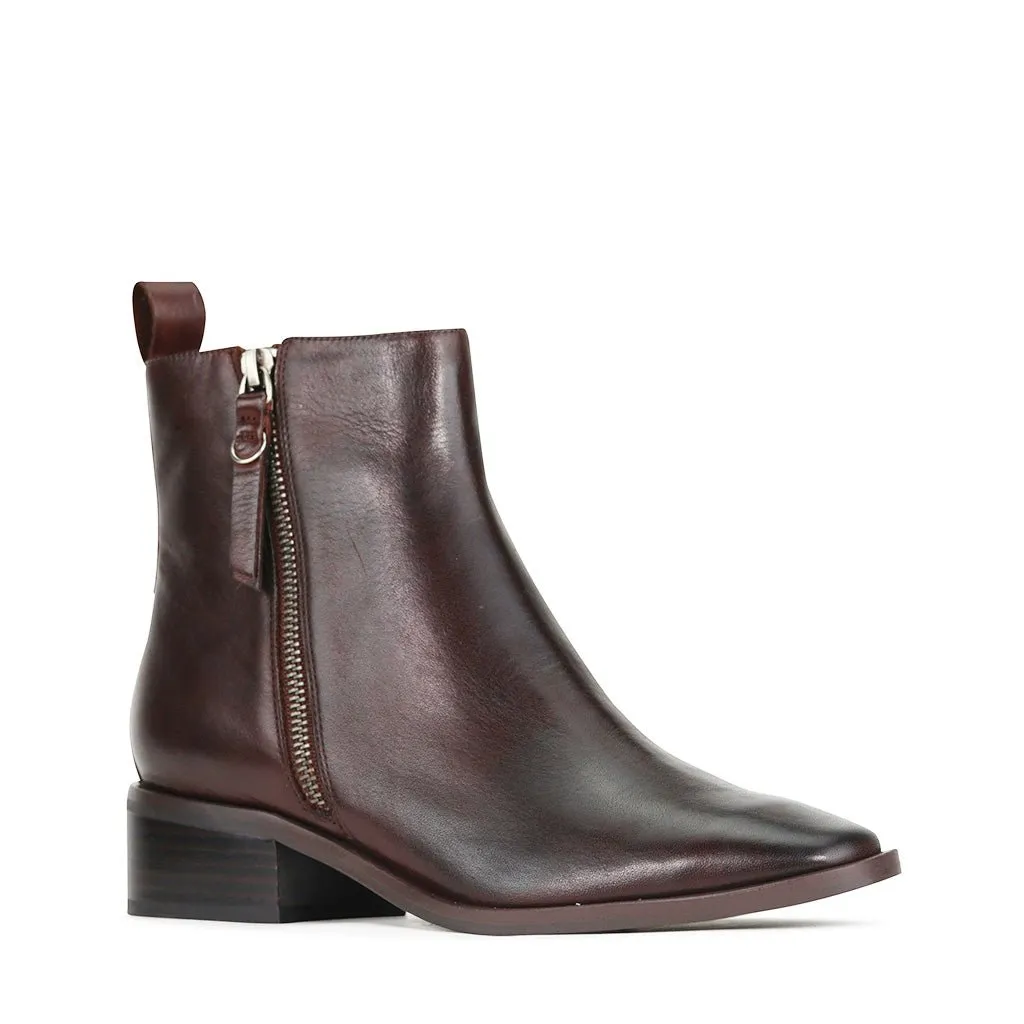 ALEKSI LEATHER SUEDE ZIP ANKLE BOOTS