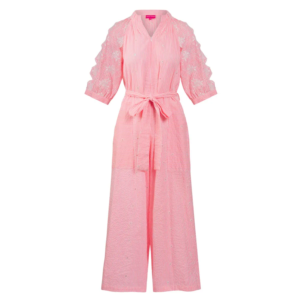 Allegra Embroidery Anglais Stripe Playsuit