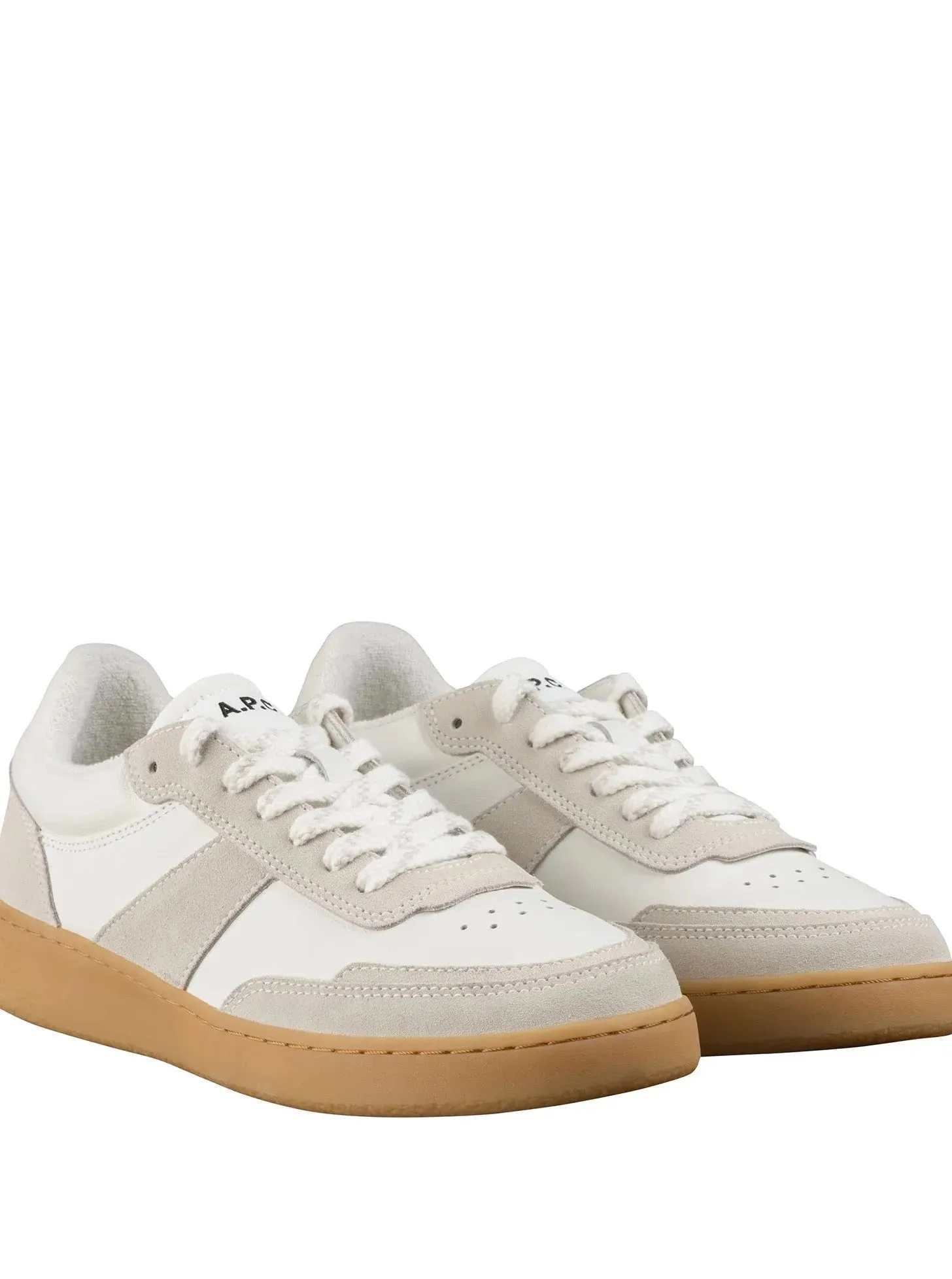 A.P.C Plain Sneakers In White And Chestnut