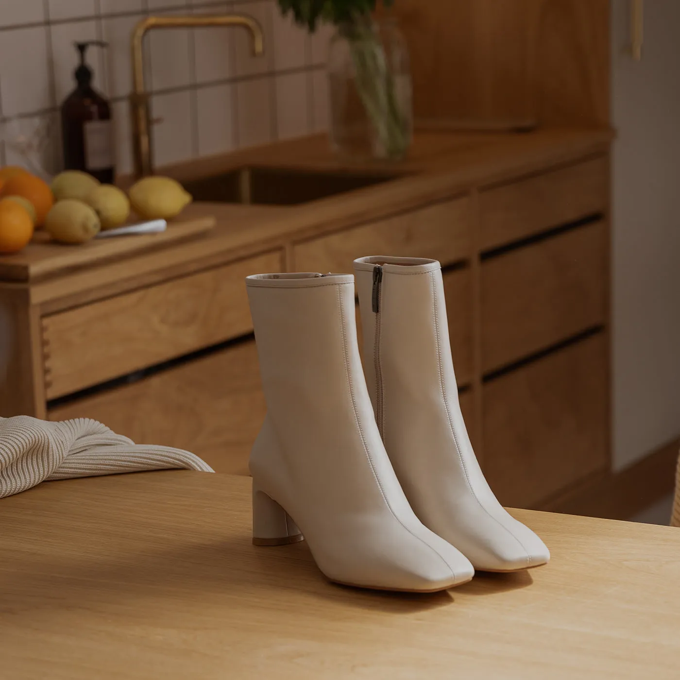 Arlo bootie leather - OFF WHITE