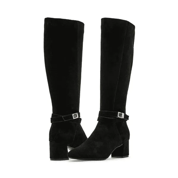 Ashley Waterproof Knee High Boot-Black Suede