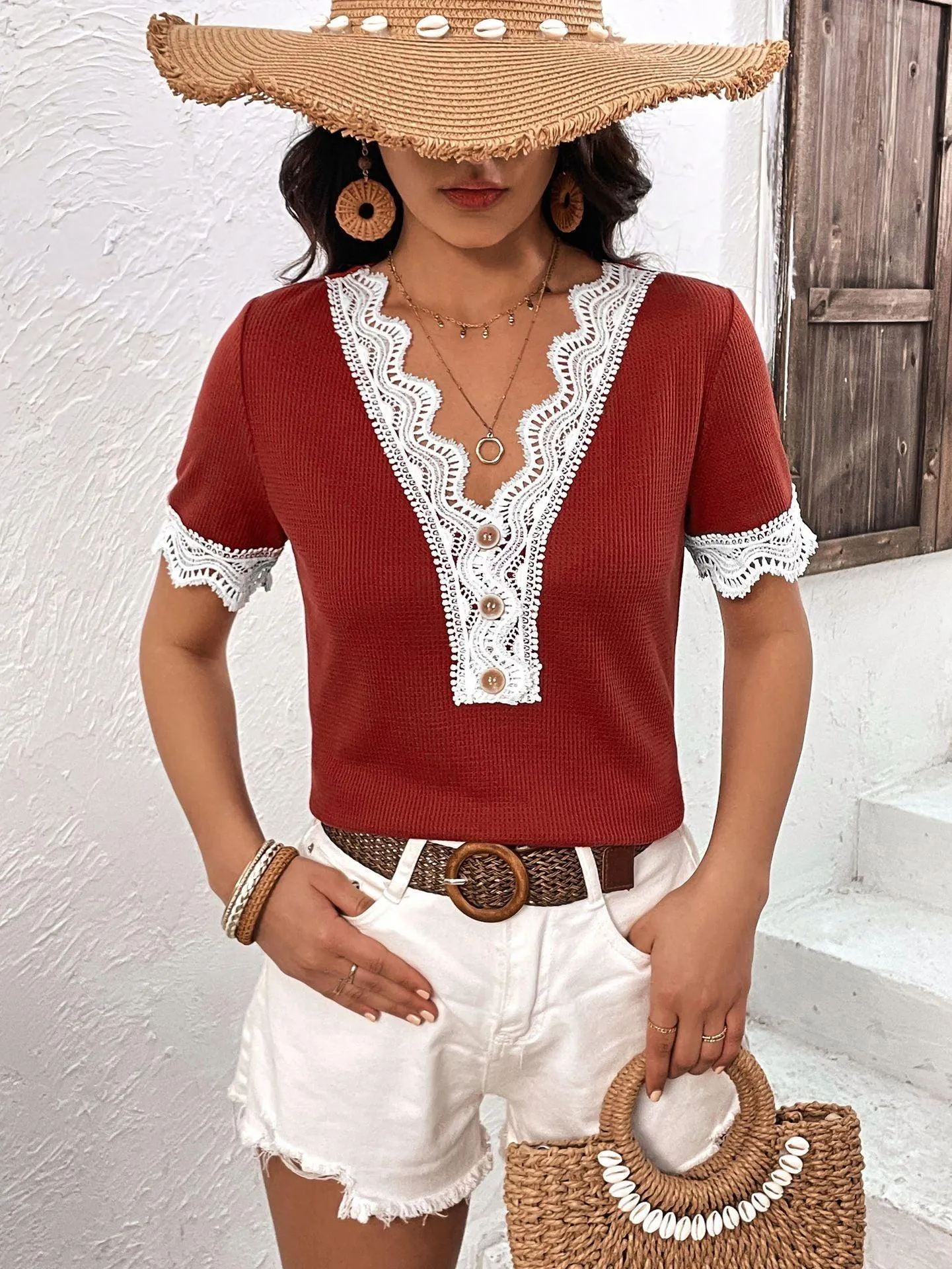 Beautiful Transformation Lace V Neck Top