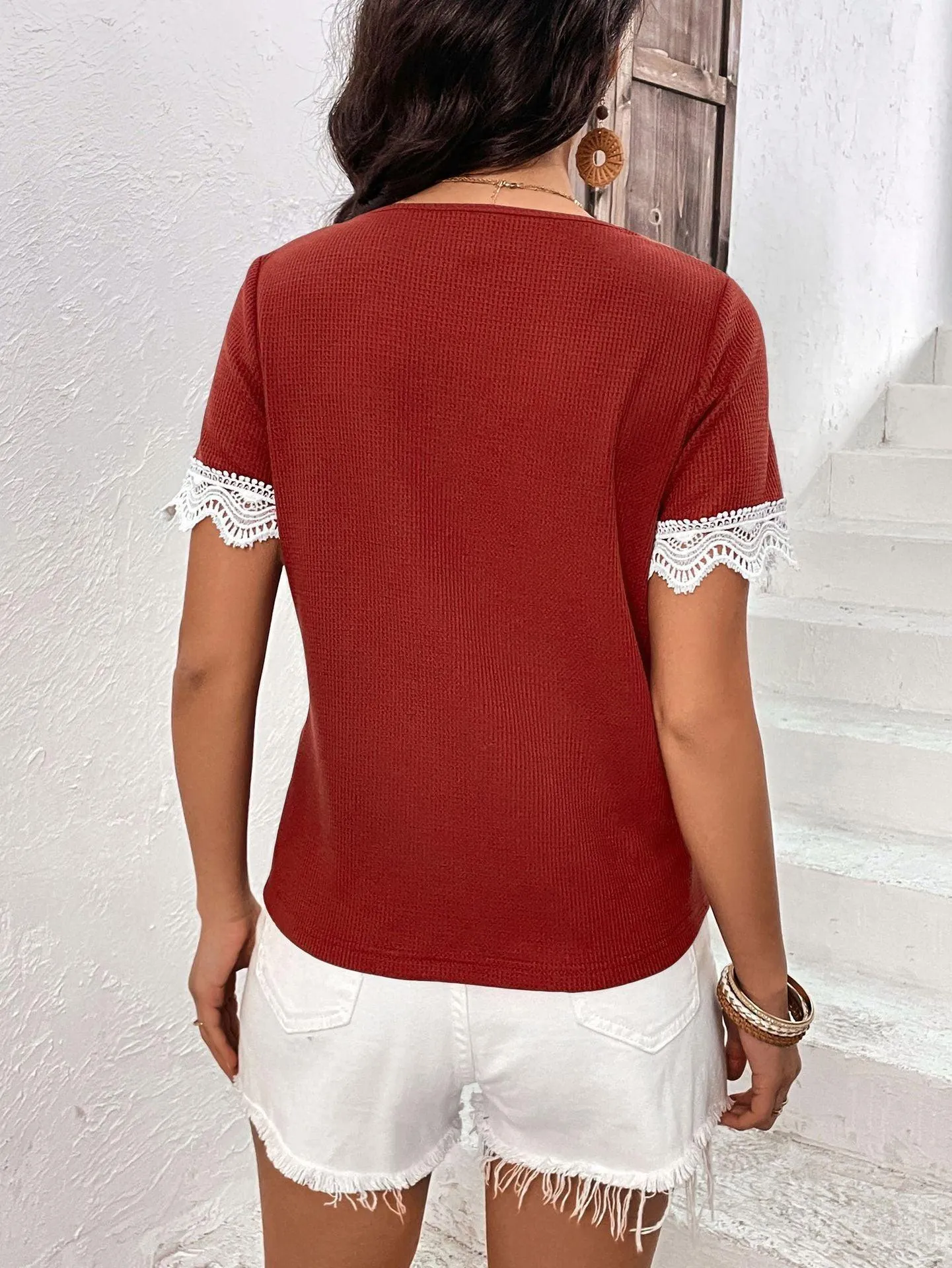 Beautiful Transformation Lace V Neck Top