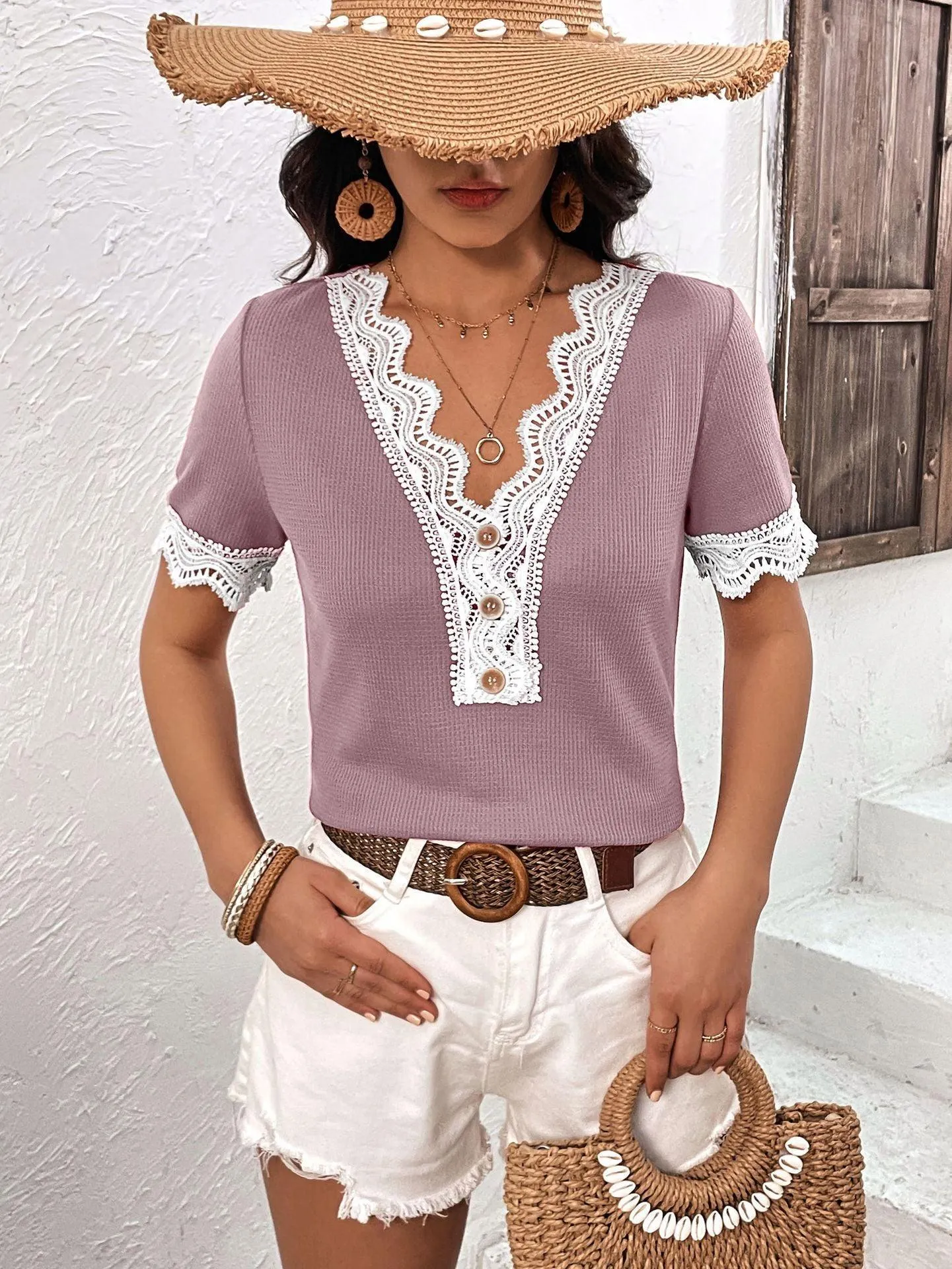 Beautiful Transformation Lace V Neck Top