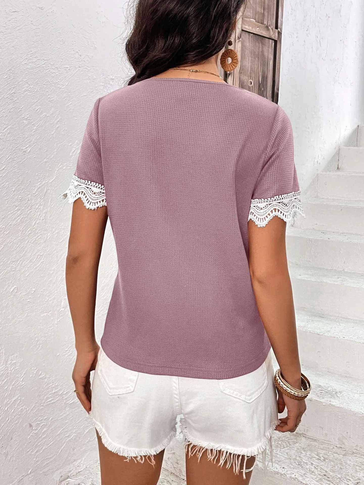 Beautiful Transformation Lace V Neck Top