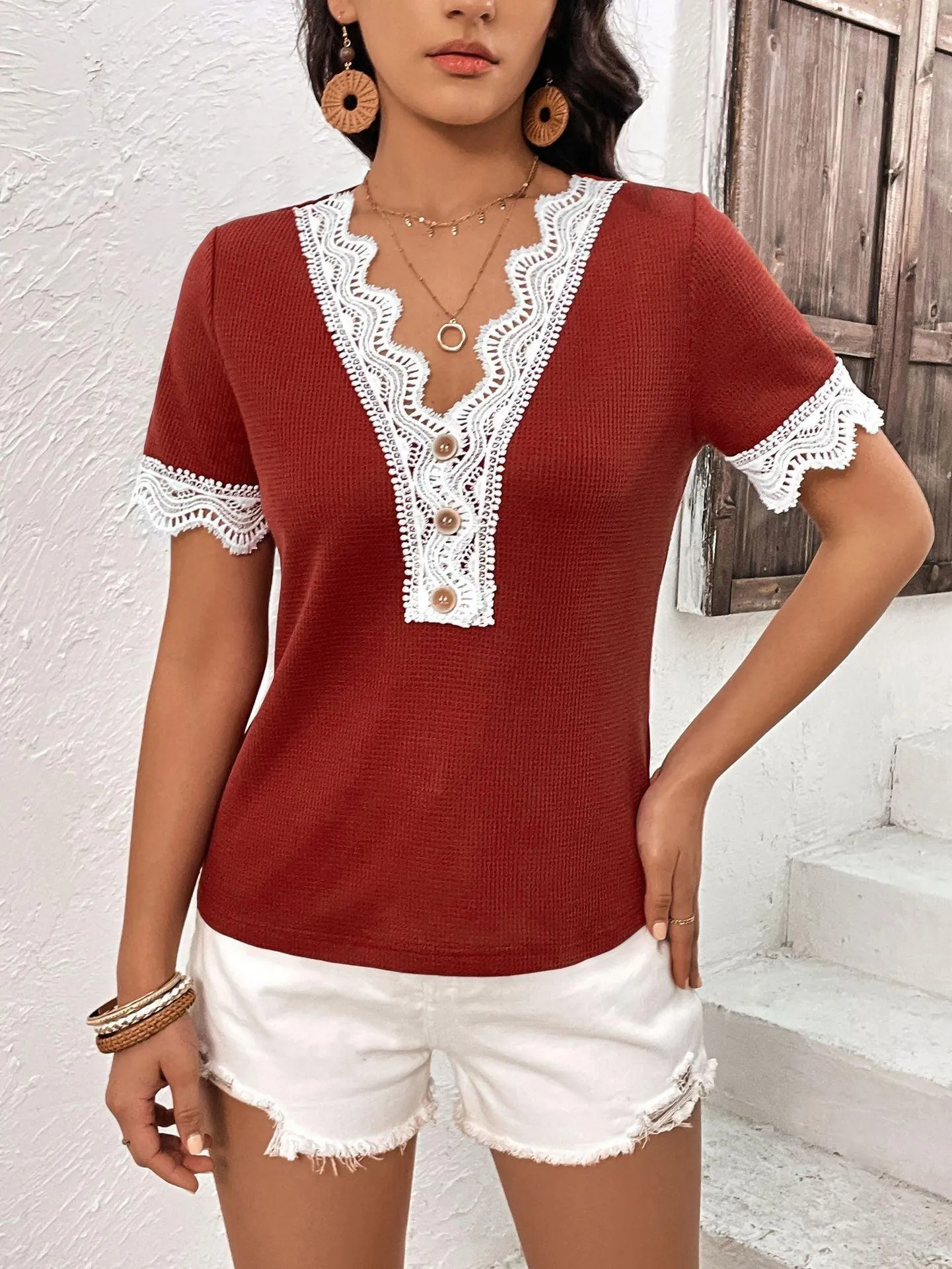 Beautiful Transformation Lace V Neck Top