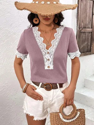 Beautiful Transformation Lace V Neck Top
