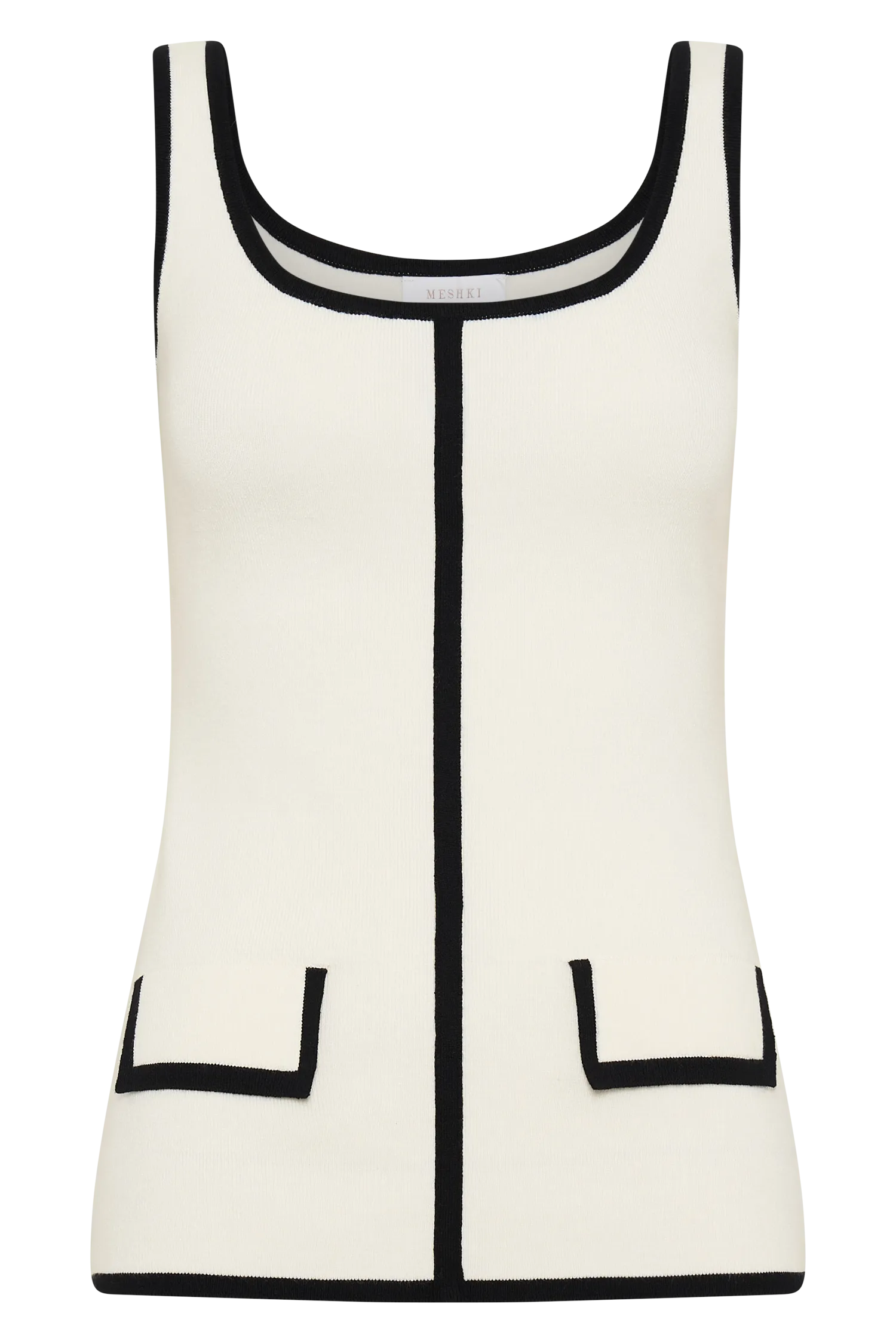 Becky Contrast Knit Top - Ivory & Black