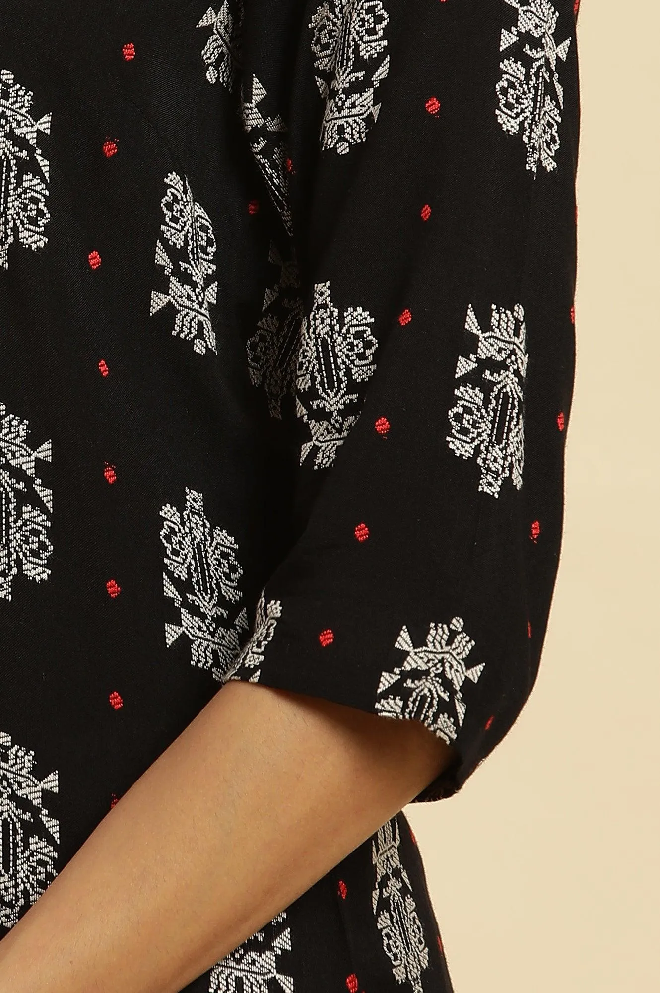 Black Printed Shirt Style Kurta