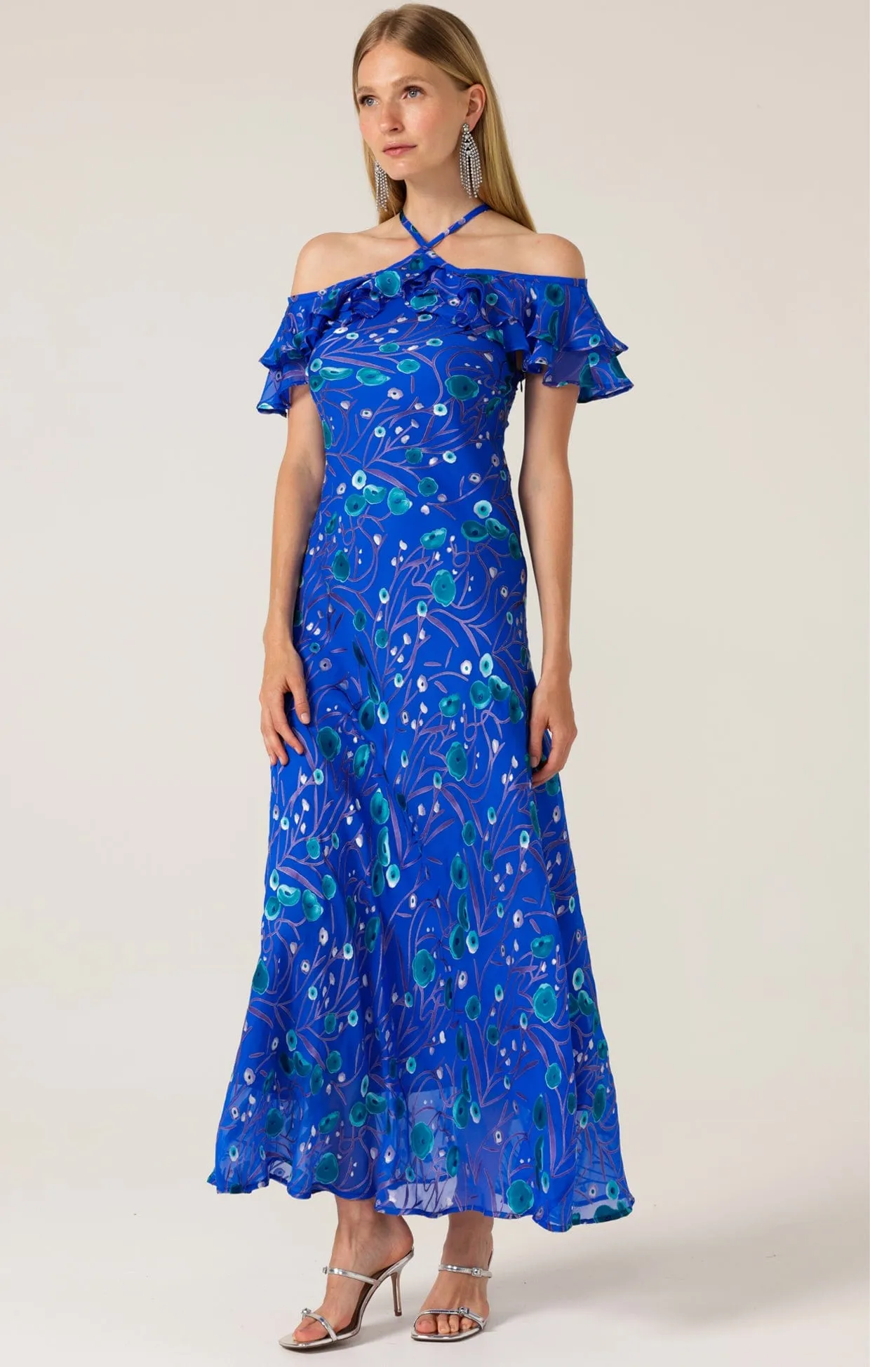 BLUE BIRD BIAS DRESS