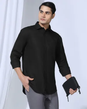 Casual Black Textured Shirt - Caty