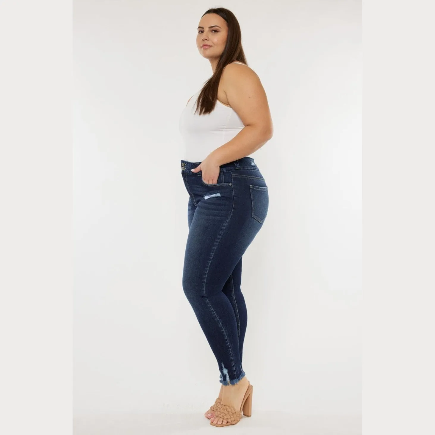 Cat's Whiskers Raw Hem High Waist Jeans