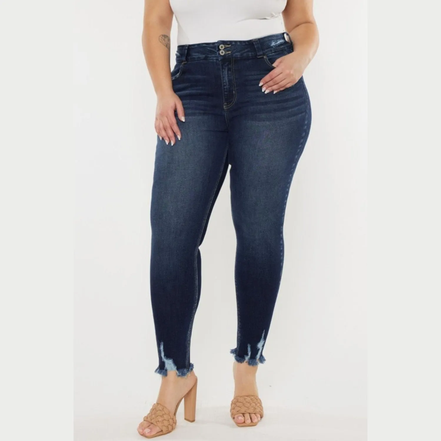 Cat's Whiskers Raw Hem High Waist Jeans