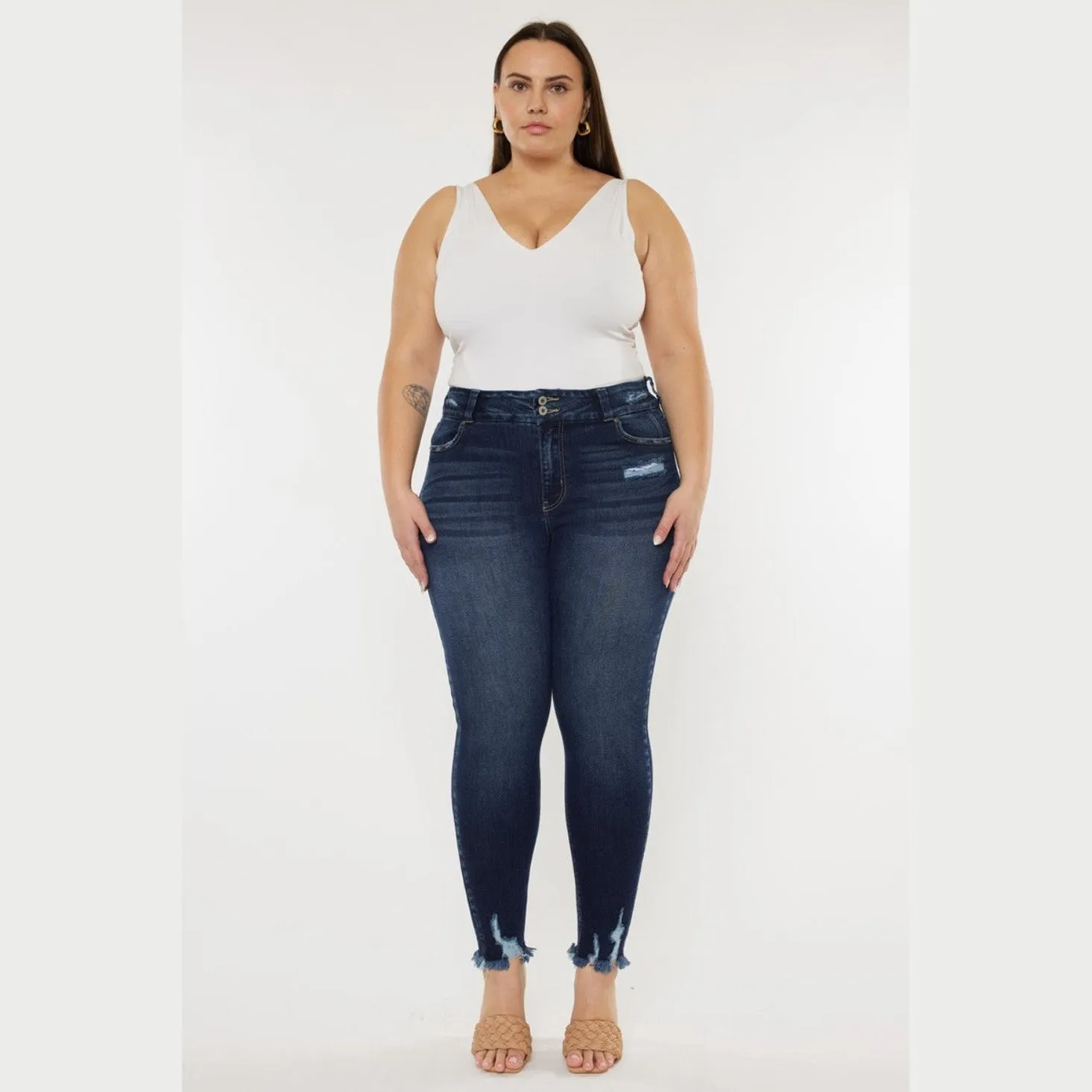 Cat's Whiskers Raw Hem High Waist Jeans