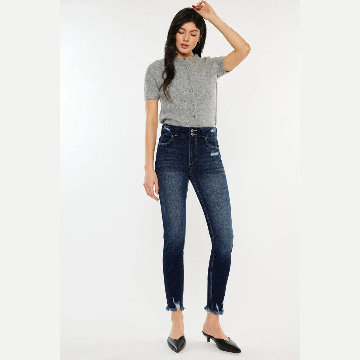 Cat's Whiskers Raw Hem High Waist Jeans