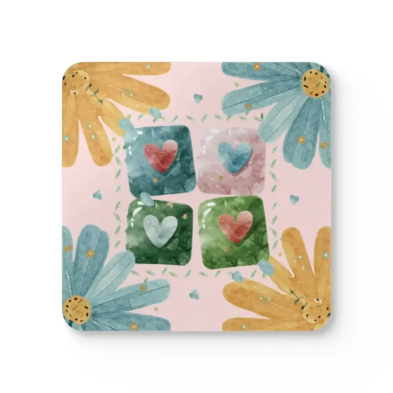 Chic Hearts Corkwood Coaster Set