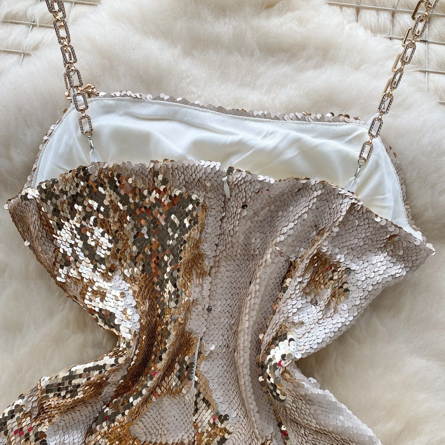 Chic Slim-fitting Sequined Party Slip Dress