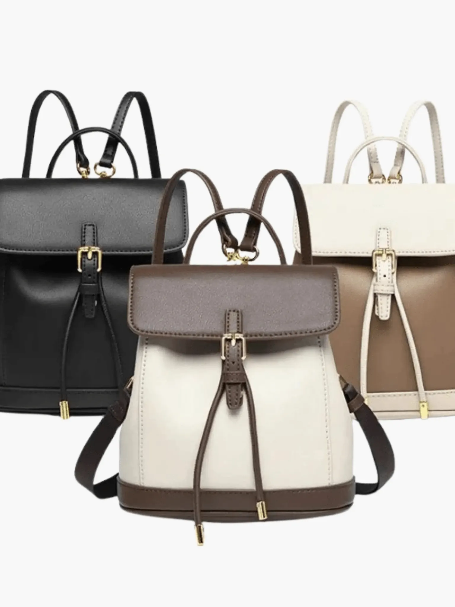 Chic Two-Tone Leather Backpack with Modern Details