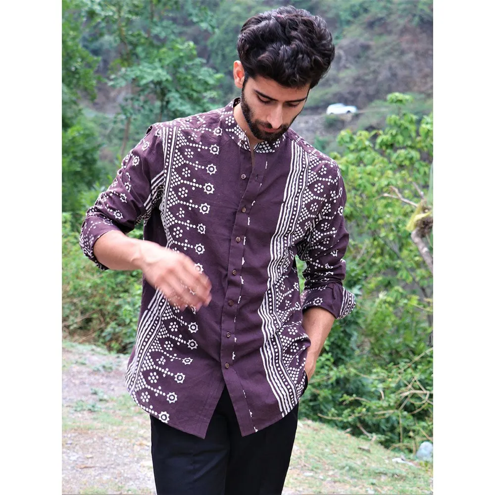 Chidiyaa Brown Block Printed Cotton Shirt