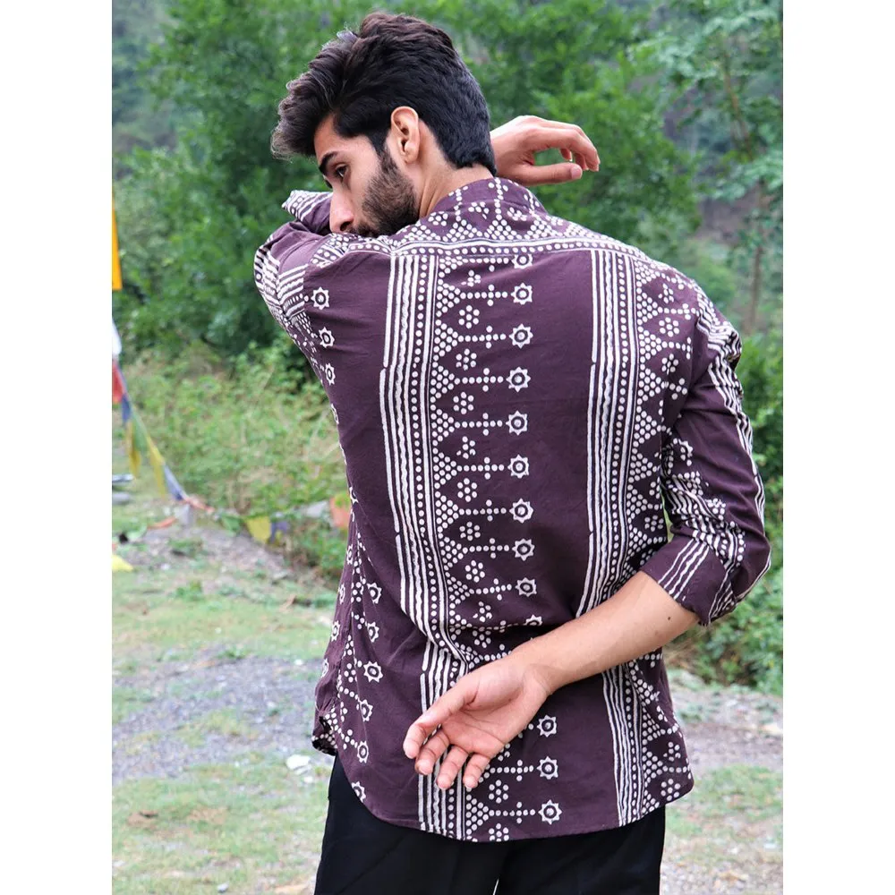 Chidiyaa Brown Block Printed Cotton Shirt