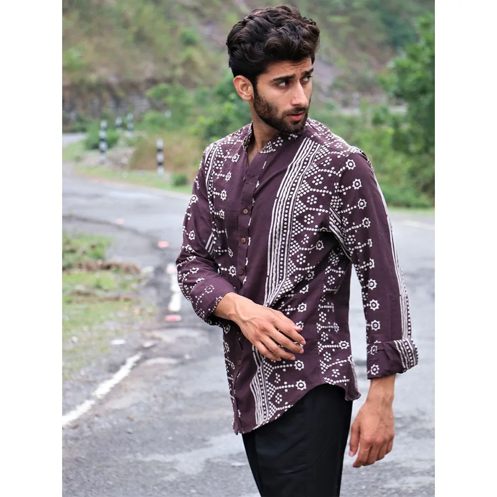 Chidiyaa Brown Block Printed Cotton Shirt