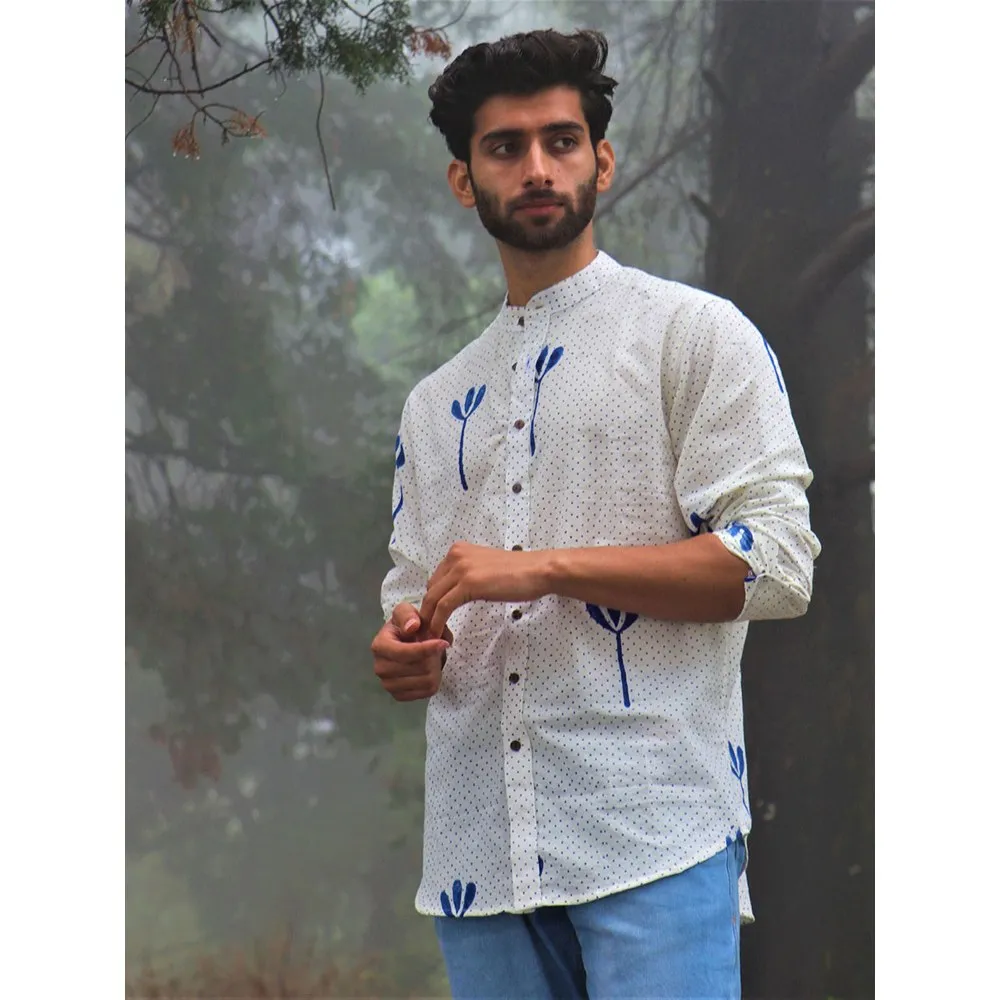 Chidiyaa Ivory Block Printed Cotton Shirt 3