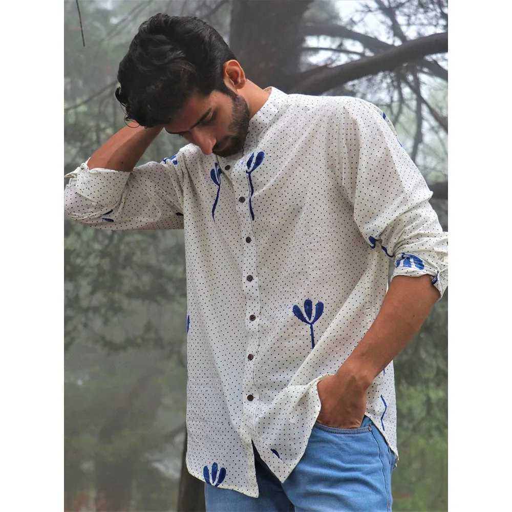 Chidiyaa Ivory Block Printed Cotton Shirt 3