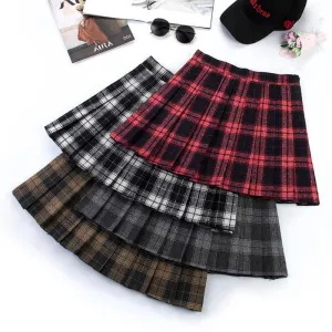 College Style High Waist Small Plaid Skirts for Women