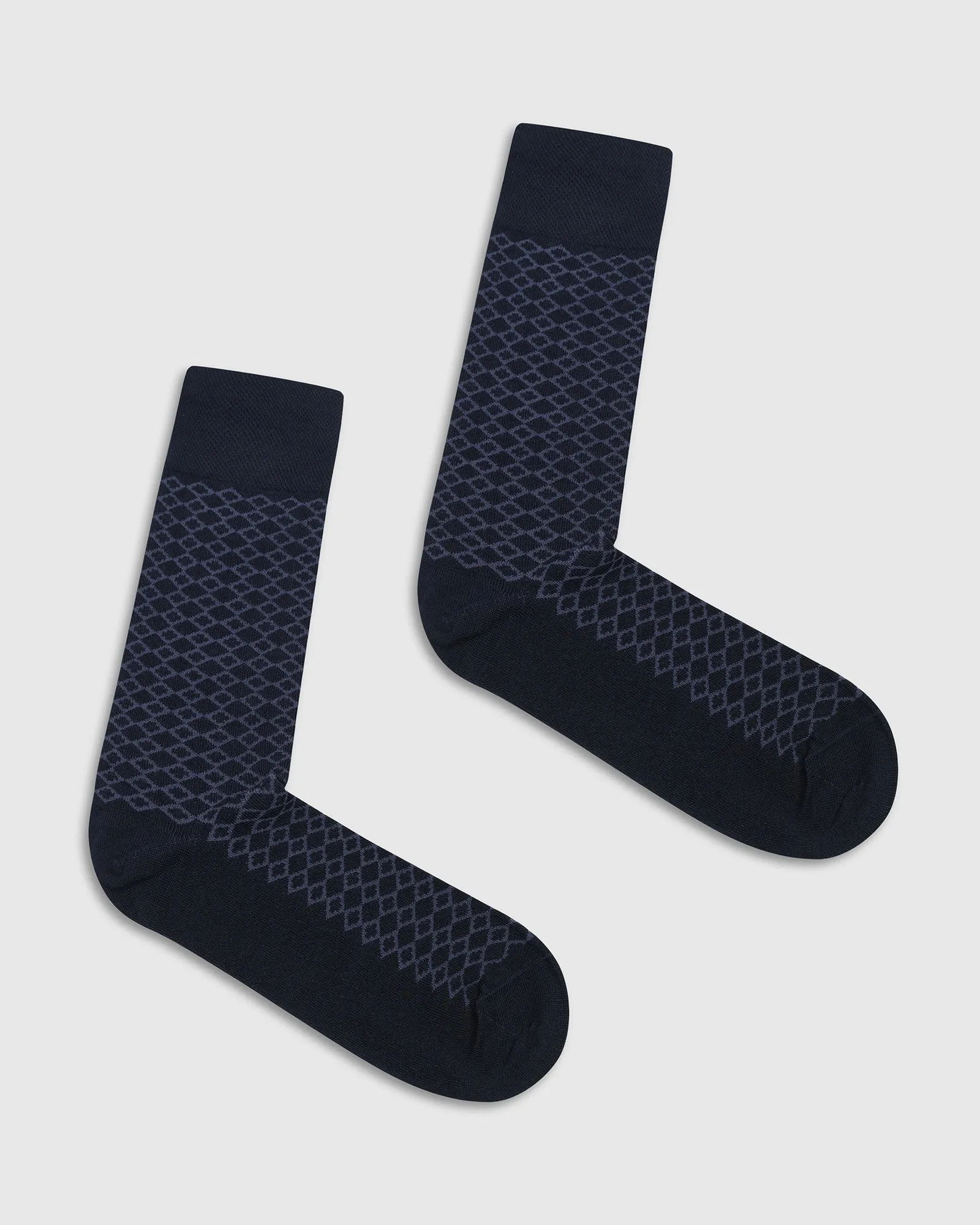 Cotton Navy Jacquard Socks - Vanny