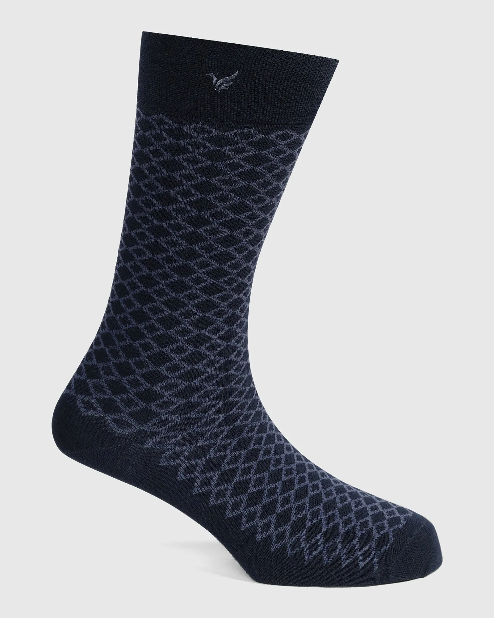 Cotton Navy Jacquard Socks - Vanny