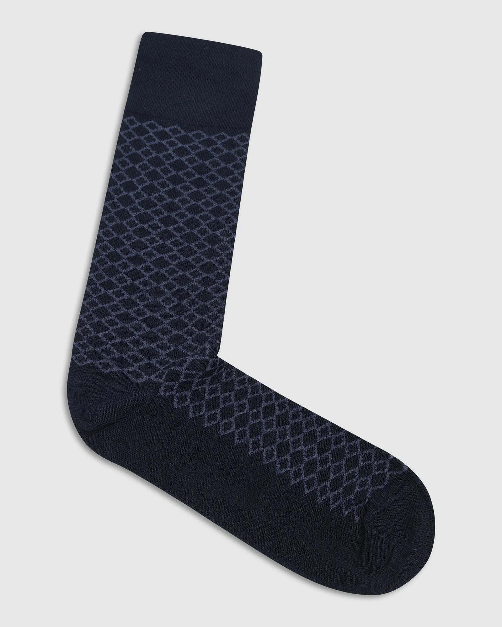 Cotton Navy Jacquard Socks - Vanny
