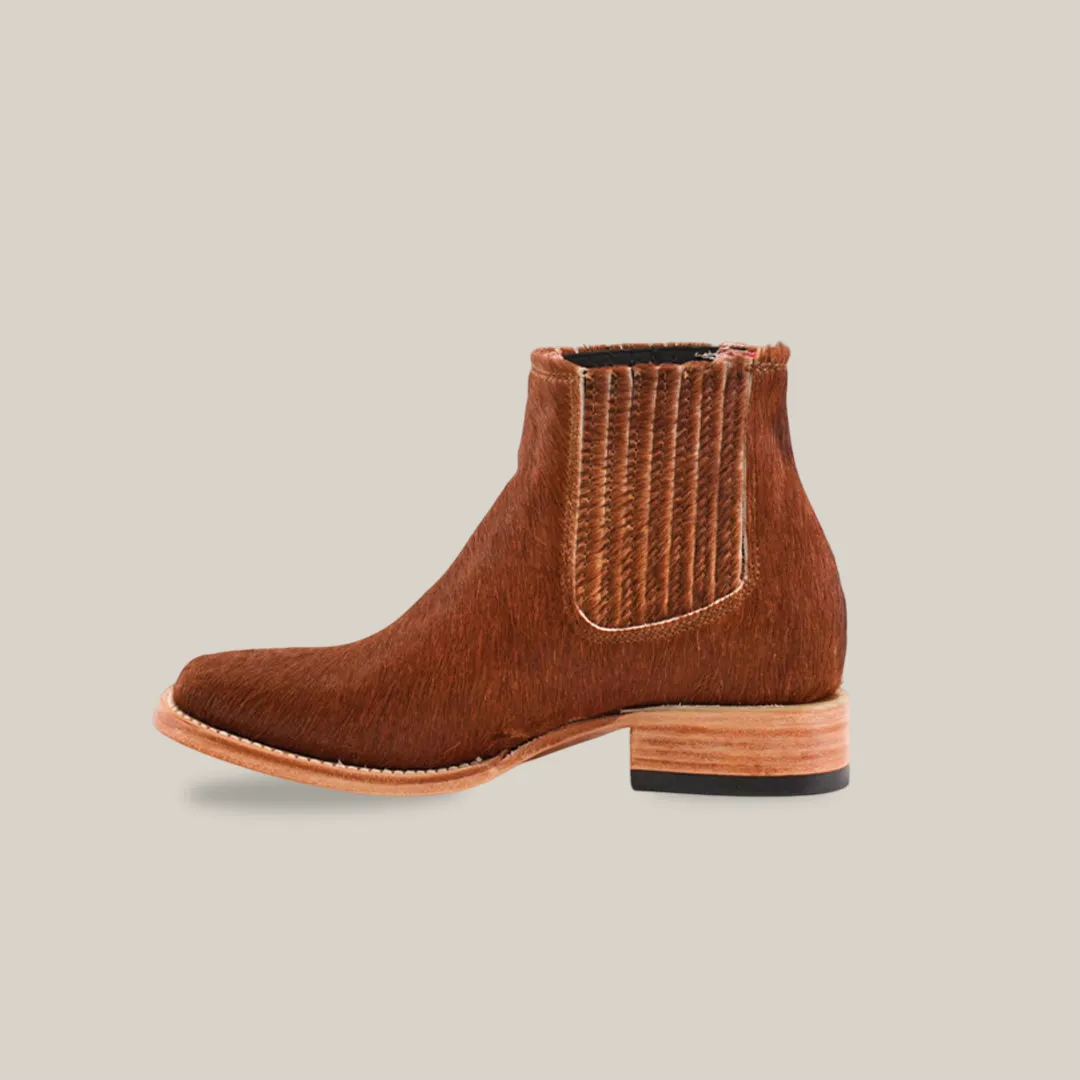 Cowhide Hair Camel Square Toe