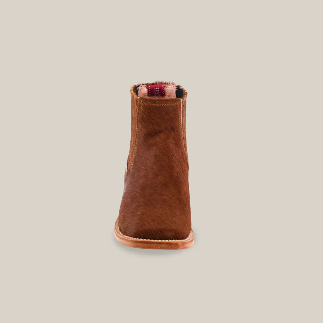 Cowhide Hair Camel Square Toe
