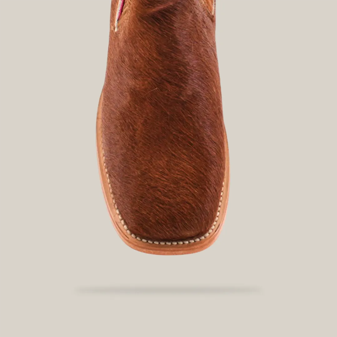 Cowhide Hair Camel Square Toe