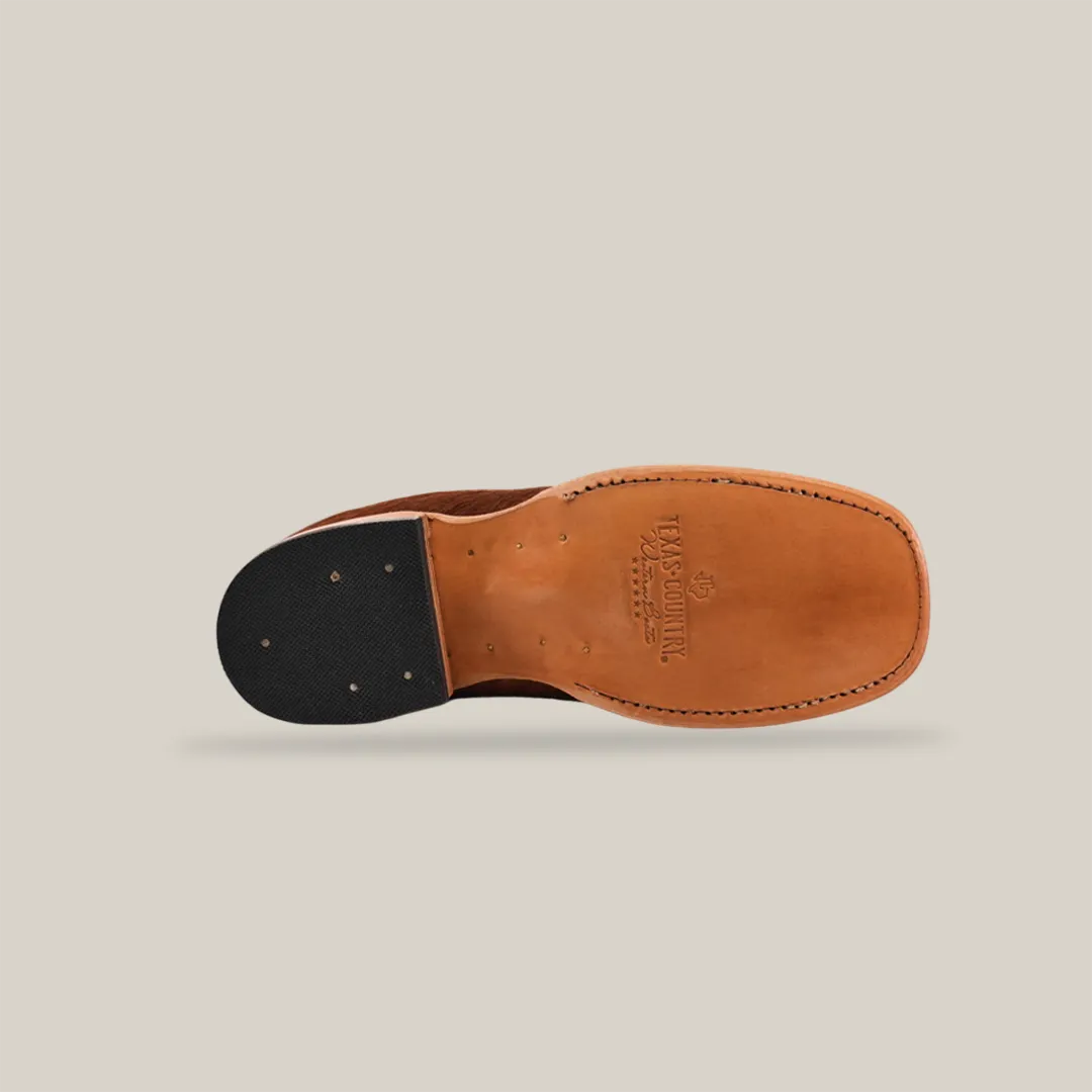 Cowhide Hair Camel Square Toe