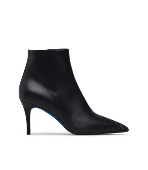 Crystals embellished blue nappa leather booties