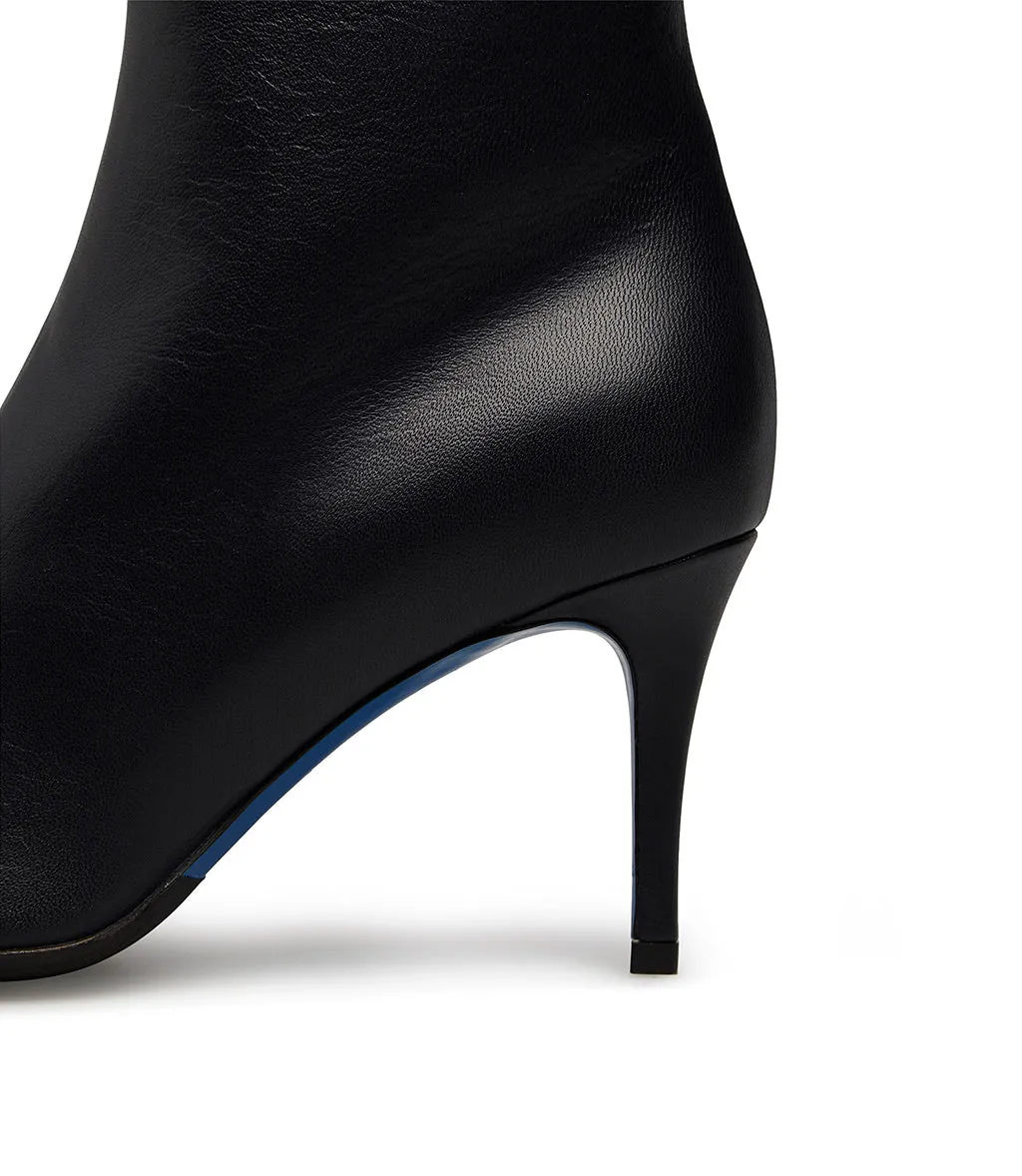 Crystals embellished blue nappa leather booties