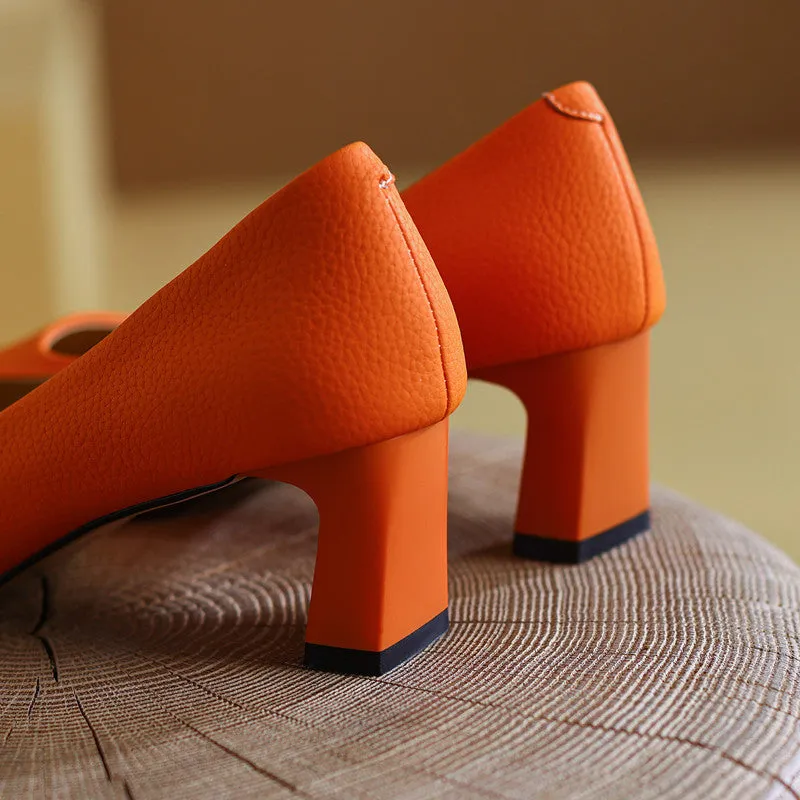 Darlene Square Toe Low Heel Slip on Pumps