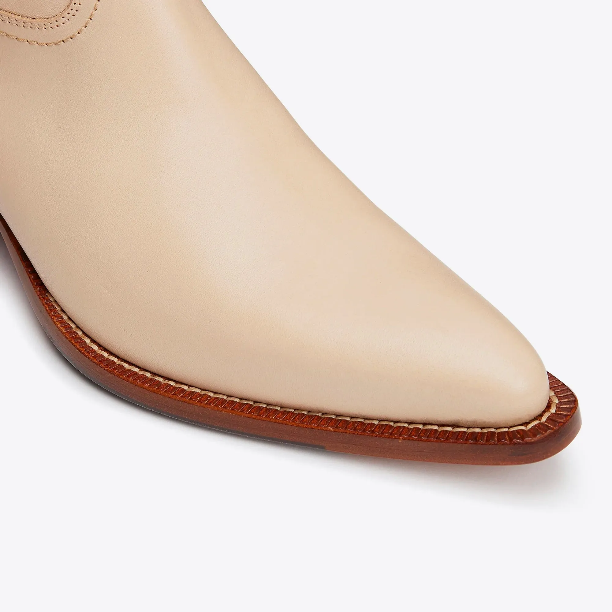 Diego 45mm Side Zip Western Boots - Natural Leather