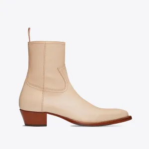 Diego 45mm Side Zip Western Boots - Natural Leather
