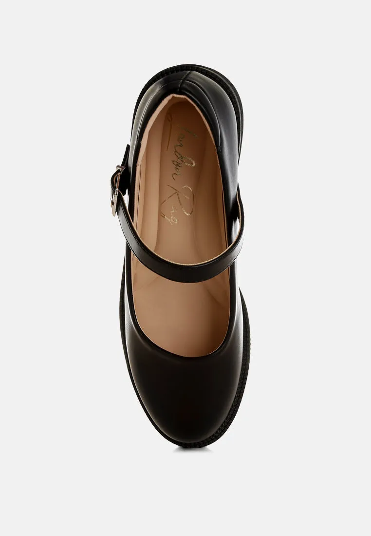 Ejeta  Faux Leather Mary Jane Shoes