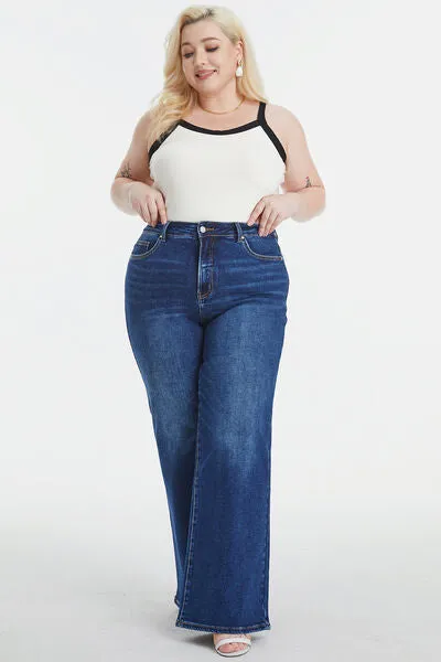 Explore More Collection - BAYEAS Full Size High Waist Cat's Whisker Wide Leg Jeans