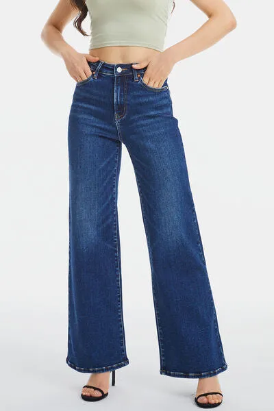 Explore More Collection - BAYEAS Full Size High Waist Cat's Whisker Wide Leg Jeans