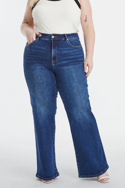 Explore More Collection - BAYEAS Full Size High Waist Cat's Whisker Wide Leg Jeans